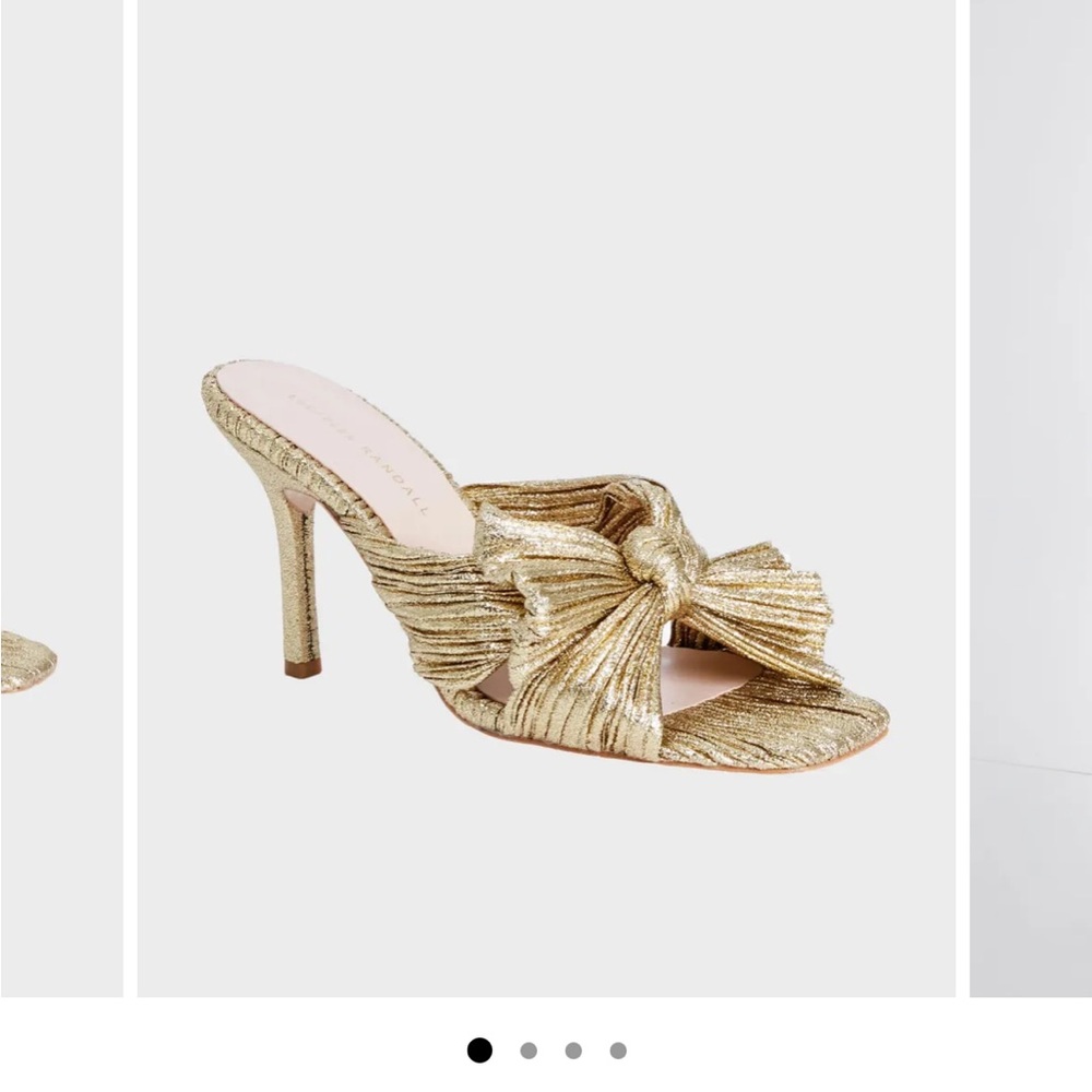 Loeffler Randall Metallic Gold Claudia Pleated Bow Mule women’s size 9b